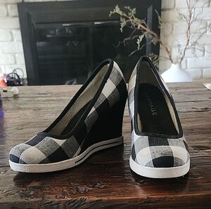 Rampage Checkered Black and White Heels